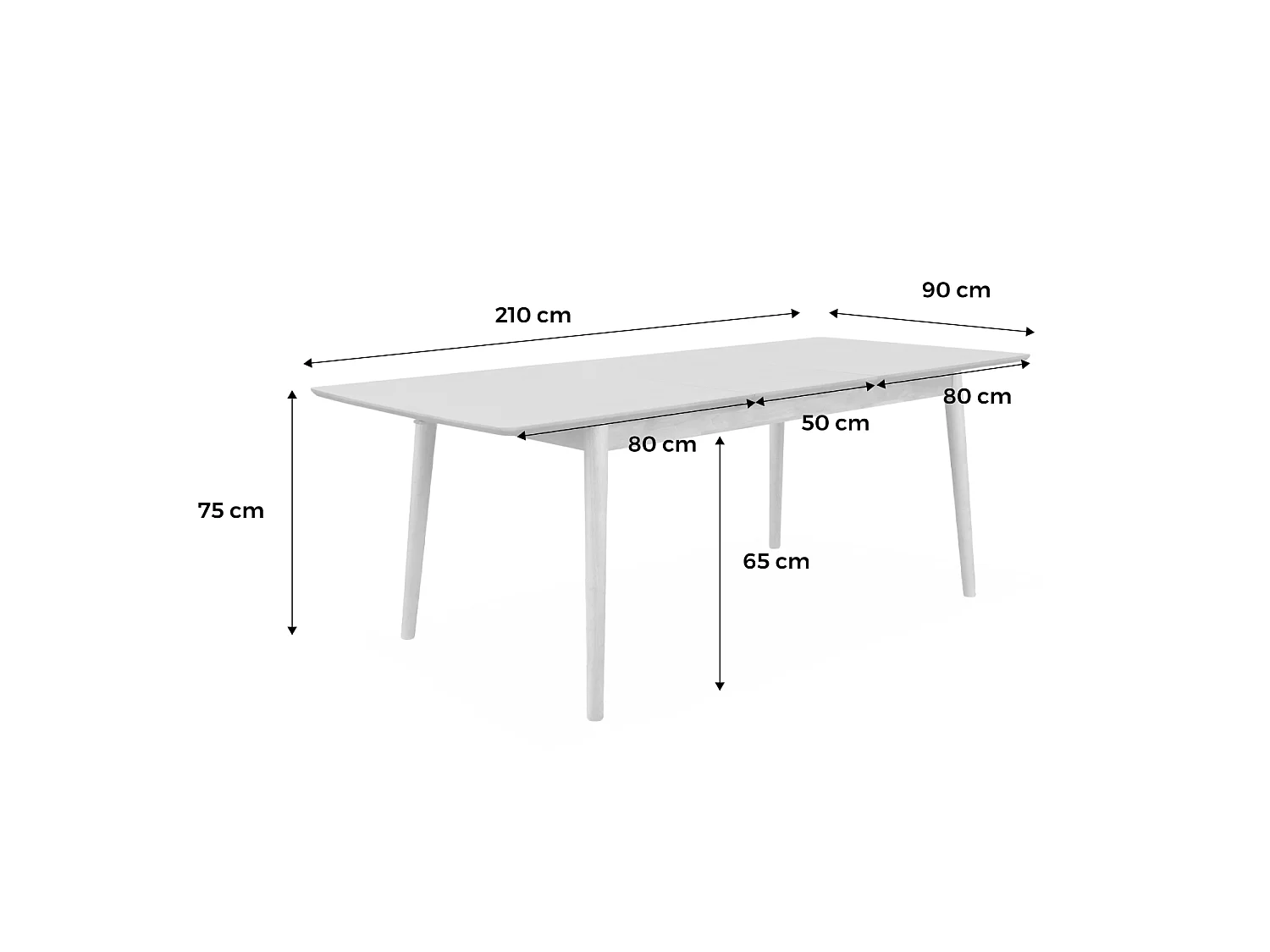 Mesa de comedor rectangular extensible de 6-8 plazas natural