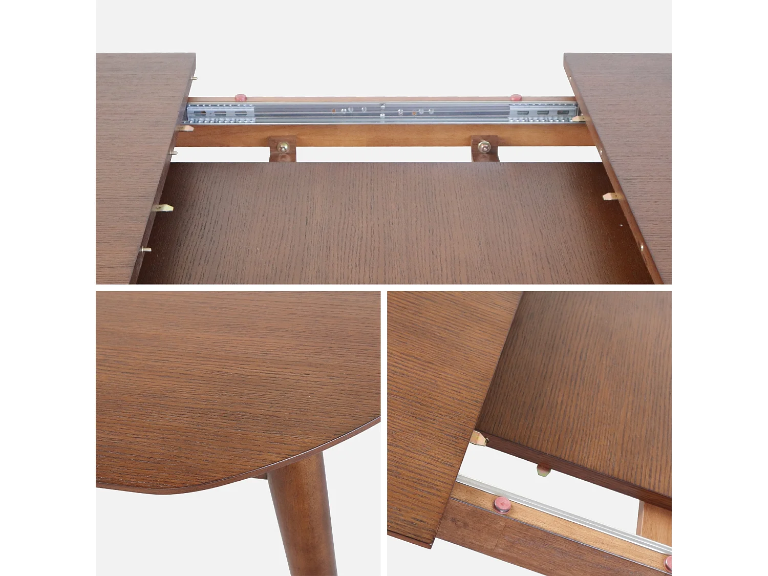 Table à manger extensible ovale couleur noyer Lisa 6 à 8 places. 160 à 210cm