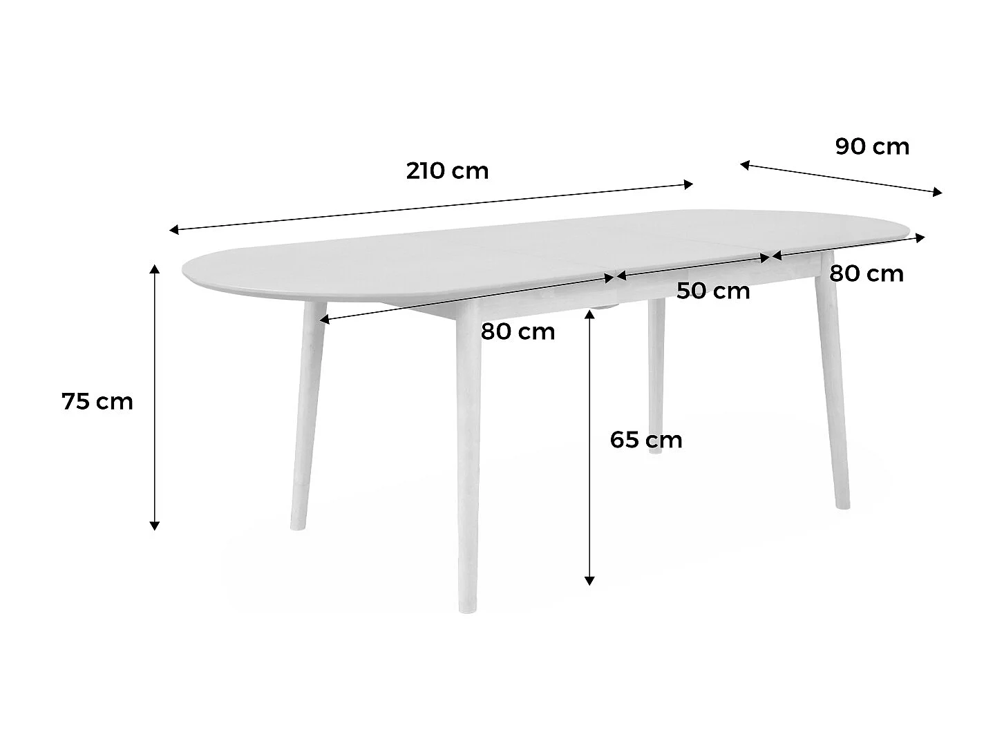 Table à manger extensible ovale couleur noyer Lisa 6 à 8 places. 160 à 210cm