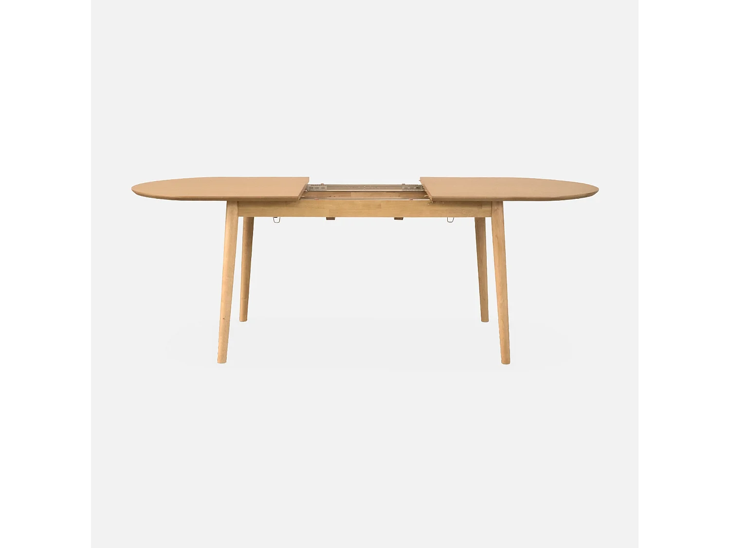 Mesa de comedor ovalada y extensible de 6 a 8 plazas natural