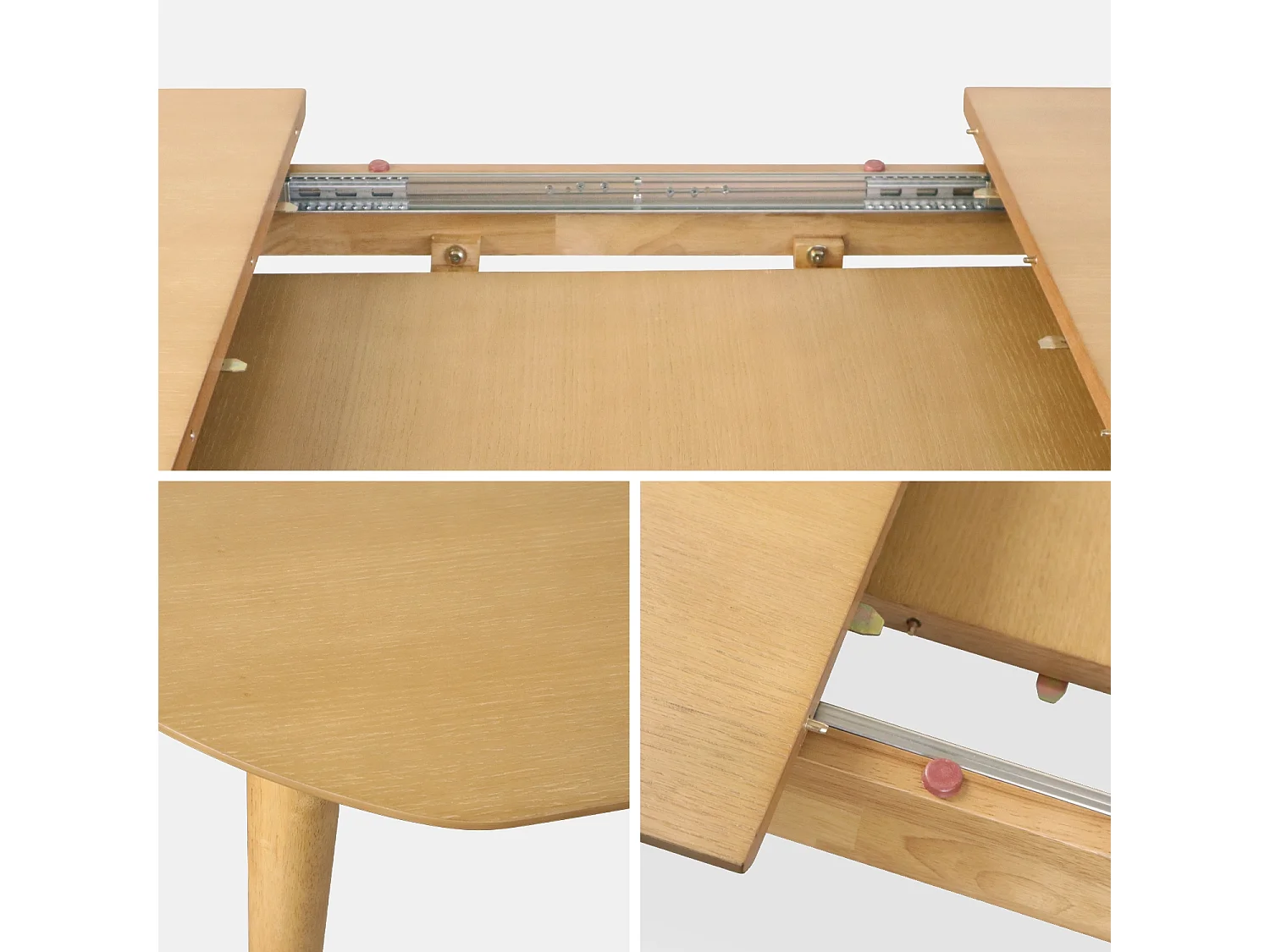 Mesa de comedor ovalada y extensible de 6 a 8 plazas natural