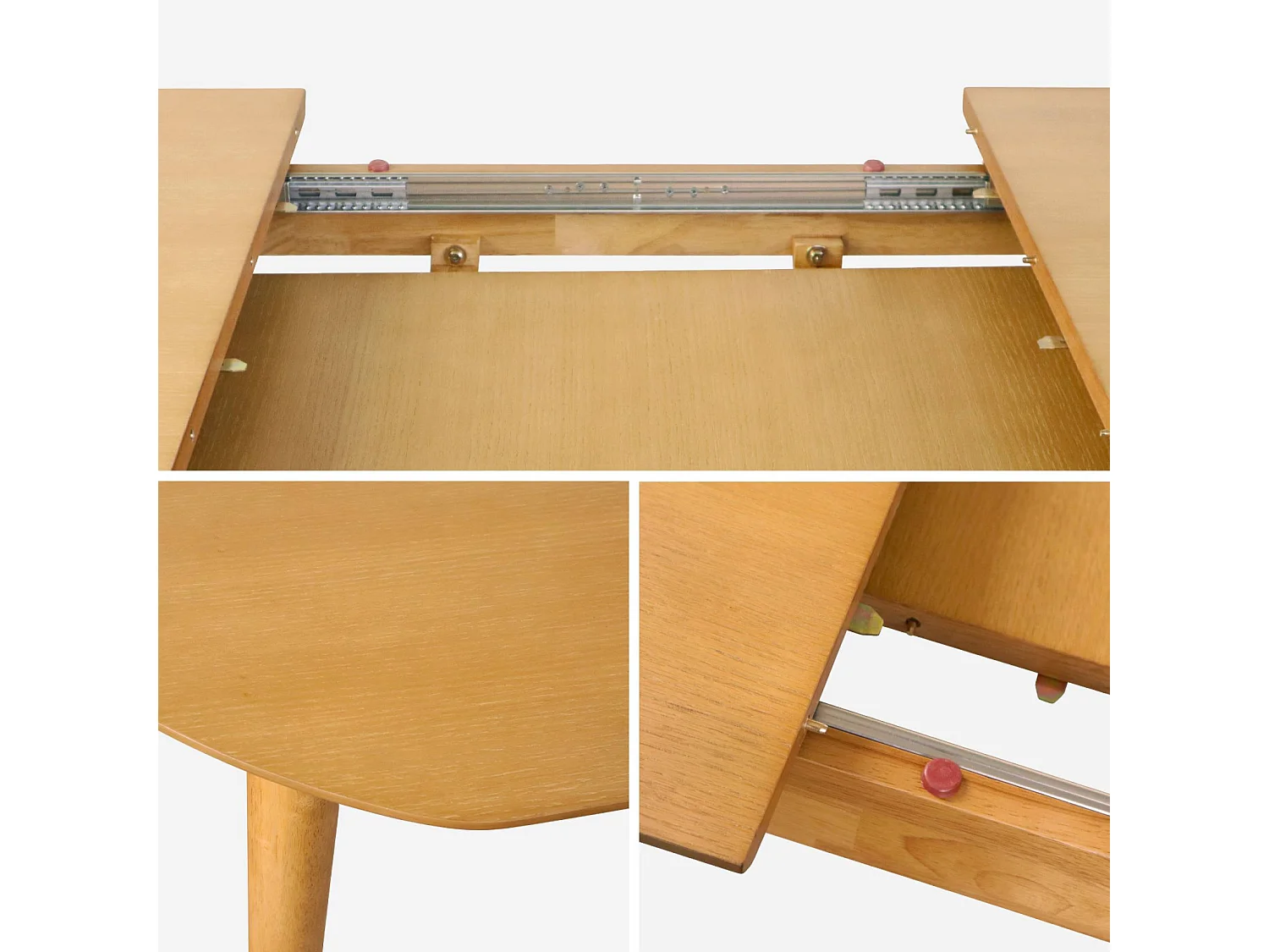 Mesa de comedor ovalada y extensible de 6 a 8 plazas natural
