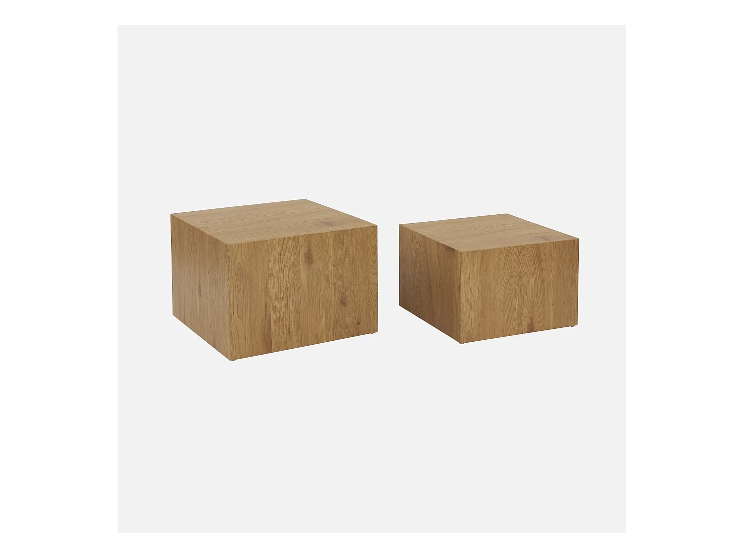 Lot de 2 tables basses carrées effet chêne SYLVA L 58 x l 58 x H 40cm / L 50 x l 50 x H 33cm