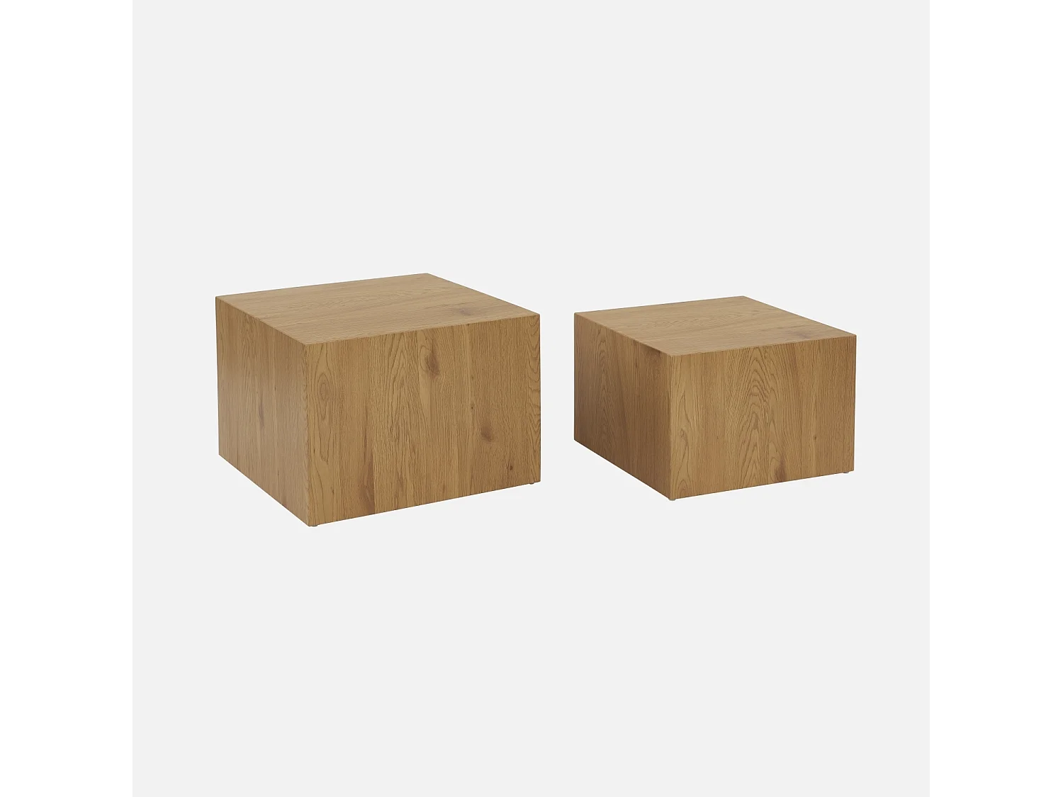 Lot de 2 tables basses carrées effet chêne SYLVA L 58 x l 58 x H 40cm / L 50 x l 50 x H 33cm