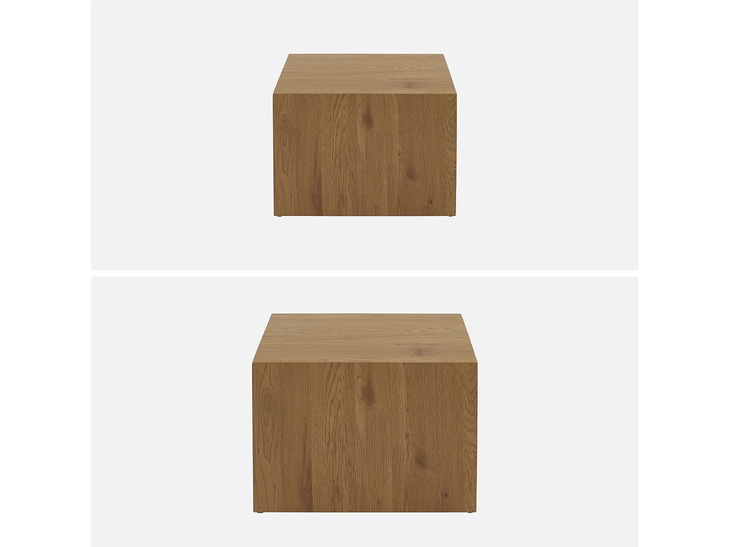 Lot de 2 tables basses carrées effet chêne SYLVA L 58 x l 58 x H 40cm / L 50 x l 50 x H 33cm