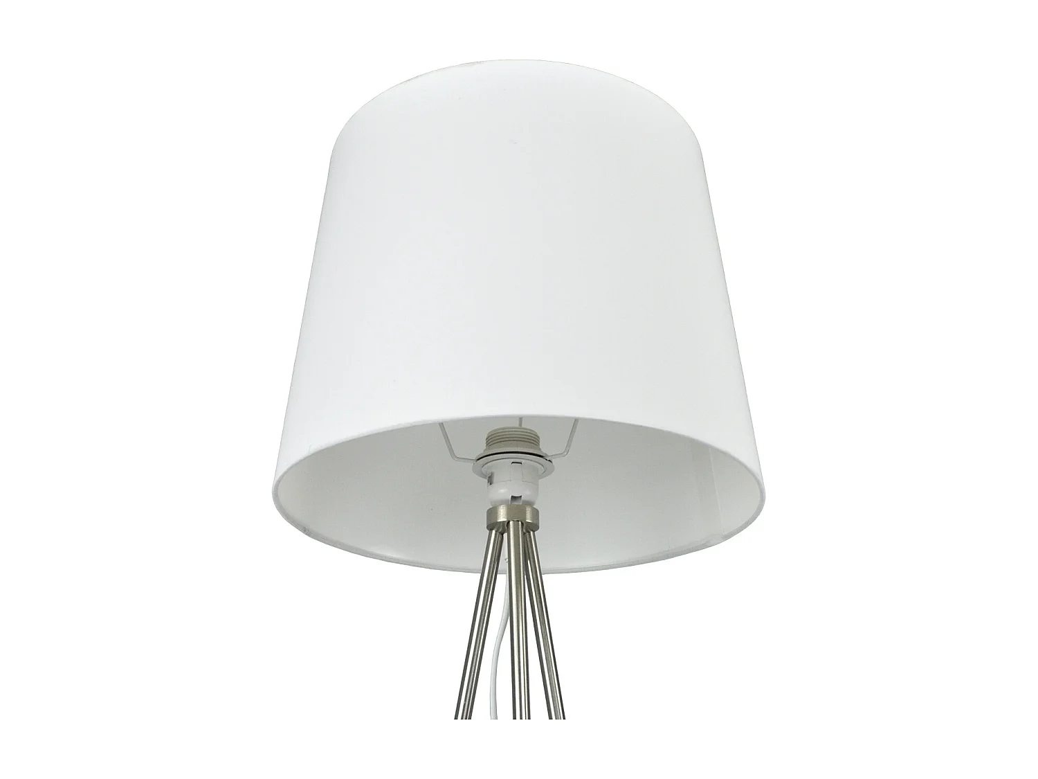 Lampada da terra con treppiede in metallo argentato, piantana mod. Michelle