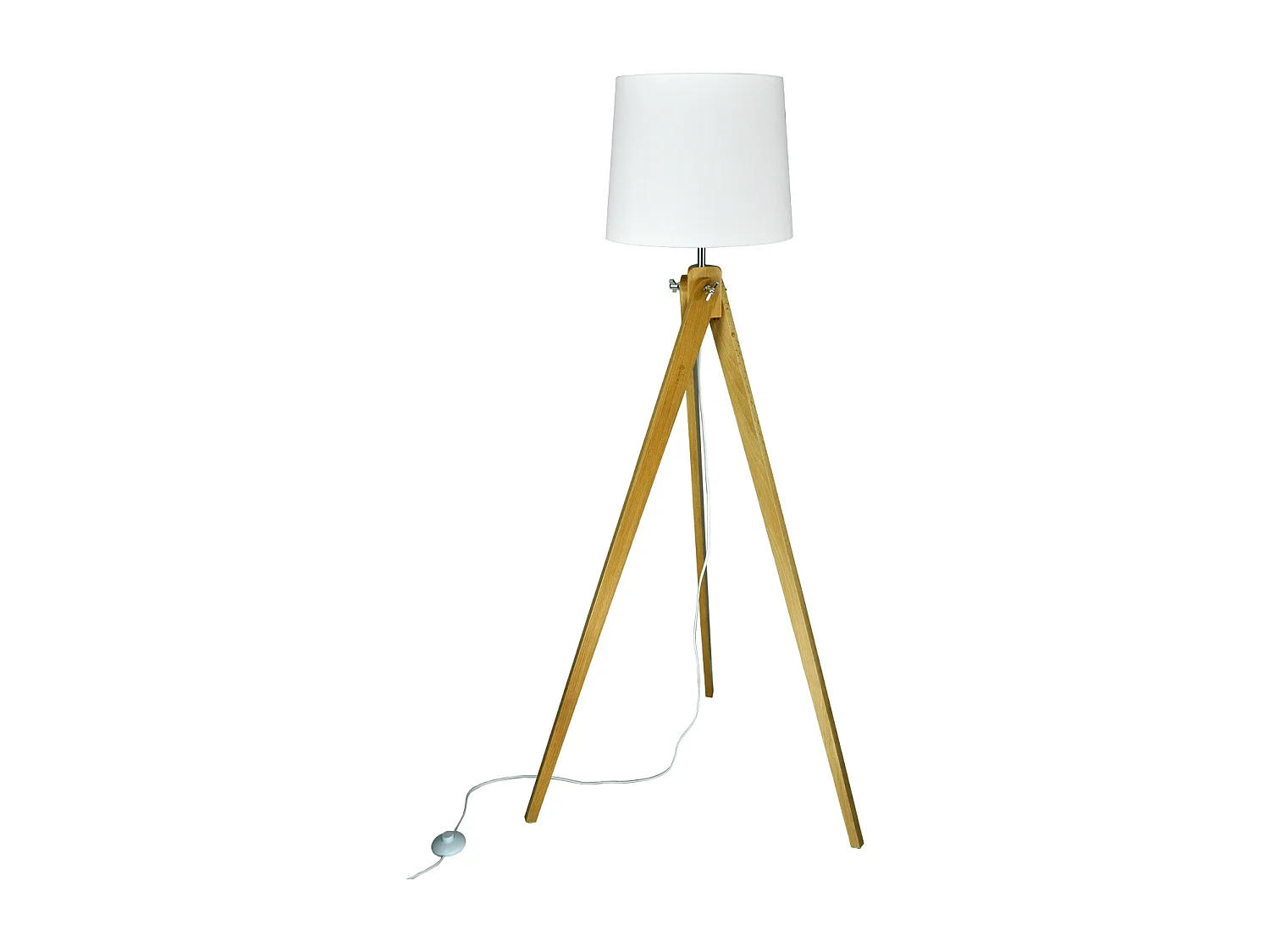 Lampada da terra con treppiede in legno, piantana mod. Aisha