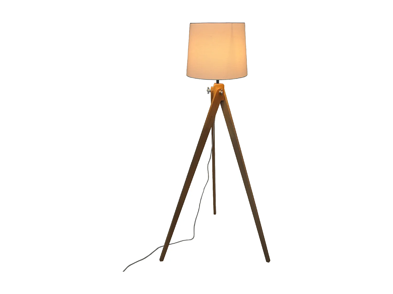 Lampada da terra con treppiede in legno, piantana mod. Aisha