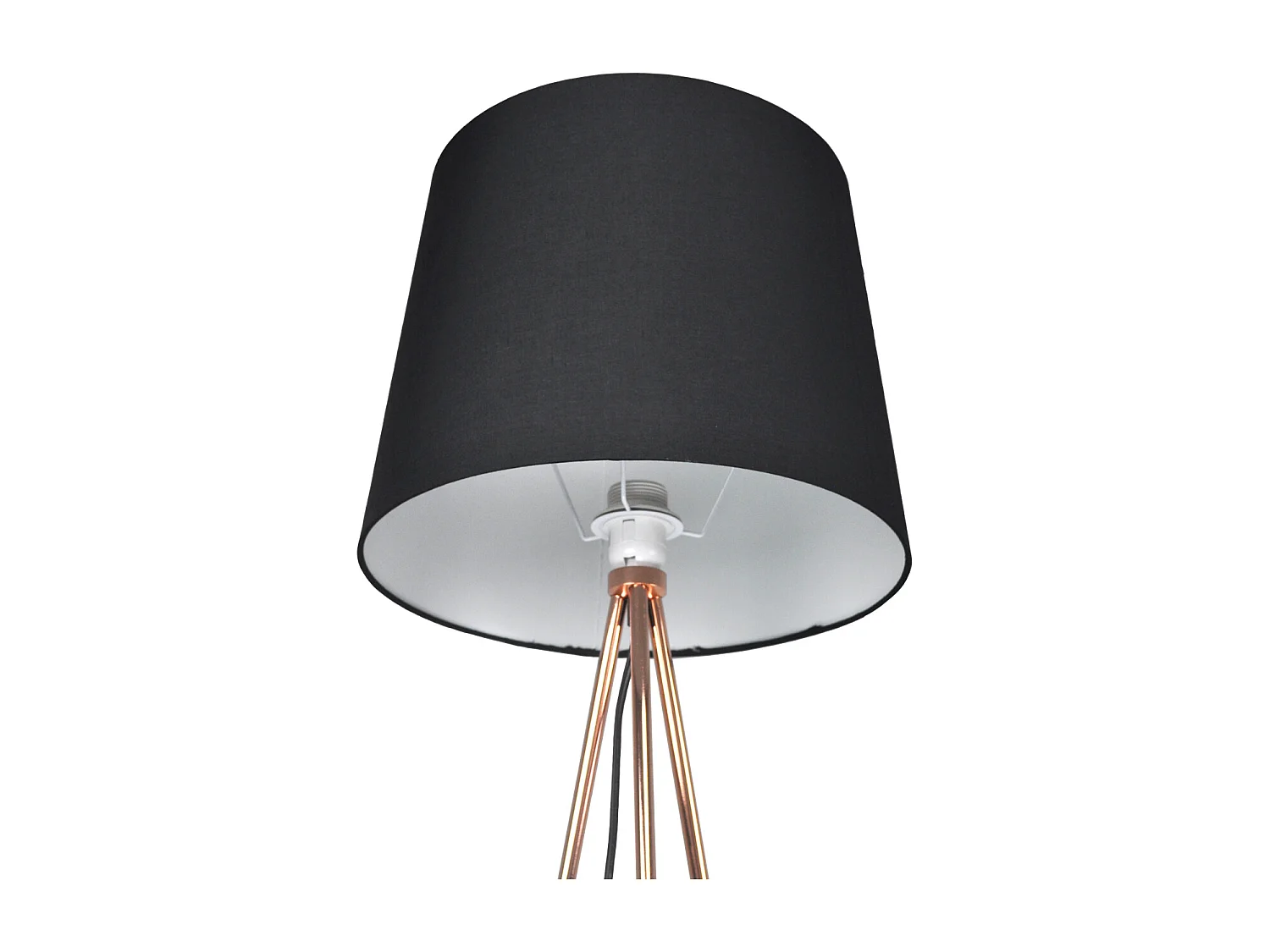 Lampada da terra con treppiede in metallo color oro rosa, piantana mod. Michelle