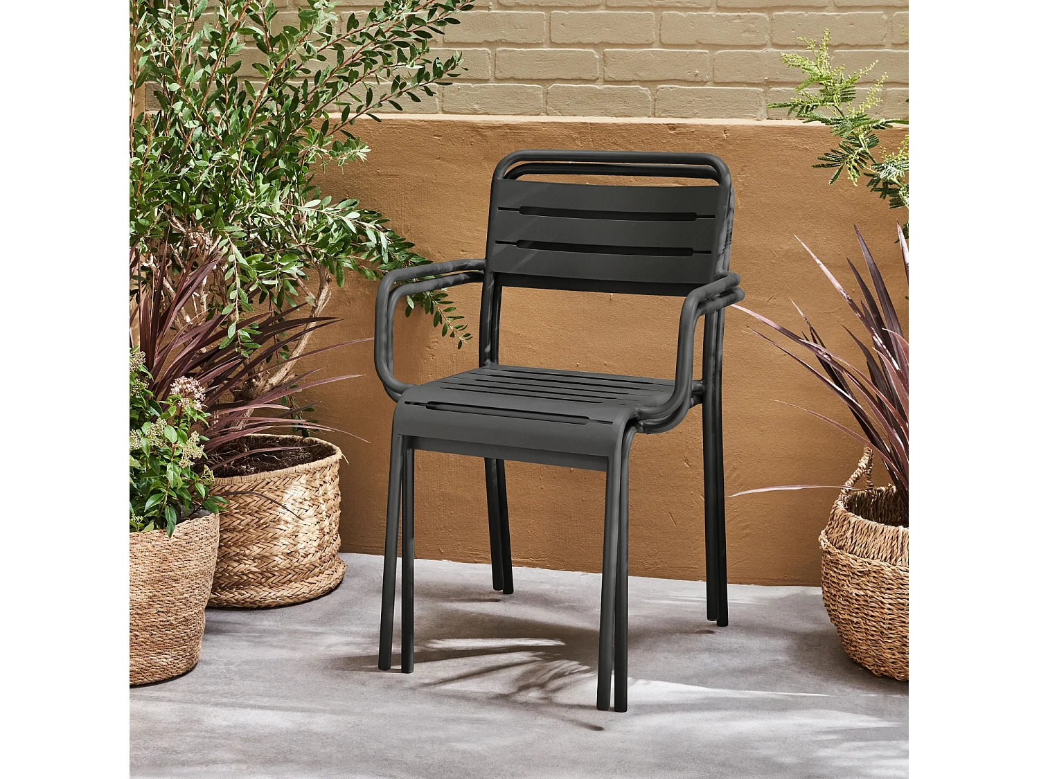 Sillón de jardín en acero, set de 2 antracita