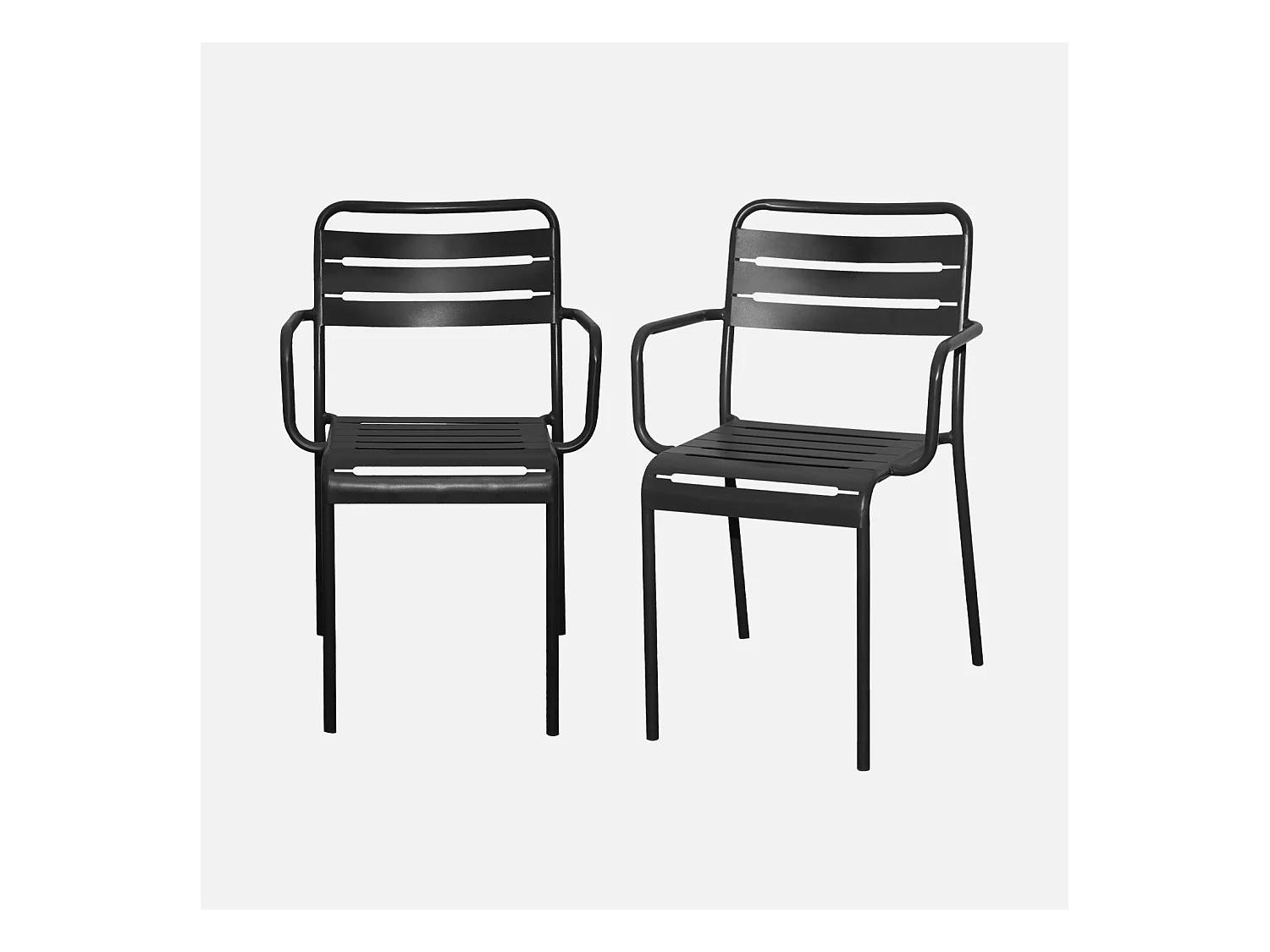 Lot de 2 fauteuils de jardin acier. 2 places. anthracite. Amelia. L50.4 X P53 X H79.5cm