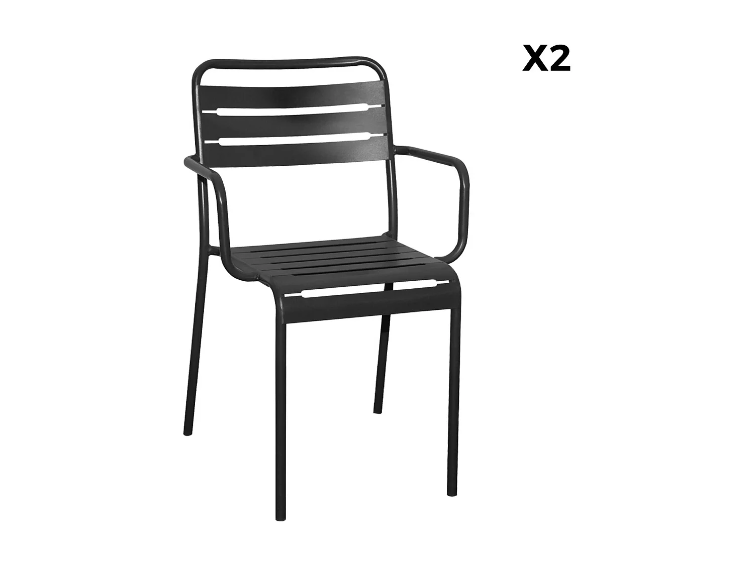 Sillón de jardín en acero, set de 2 antracita