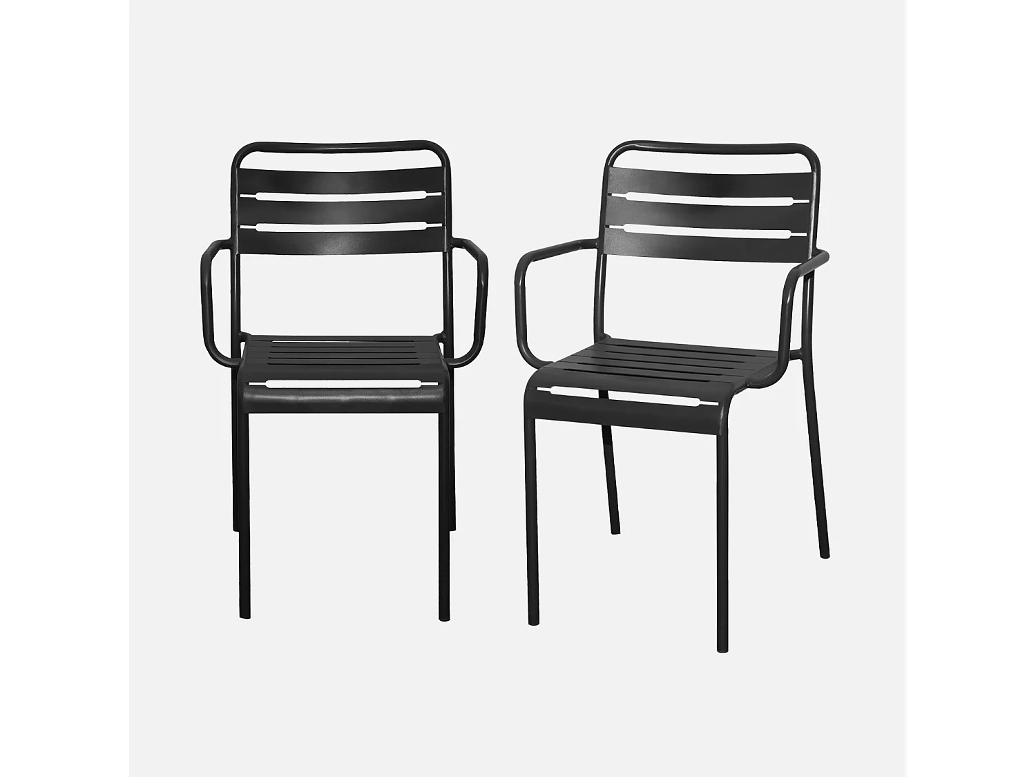 Lot de 2 fauteuils de jardin acier. 2 places. anthracite. Amelia. L50.4 X P53 X H79.5cm