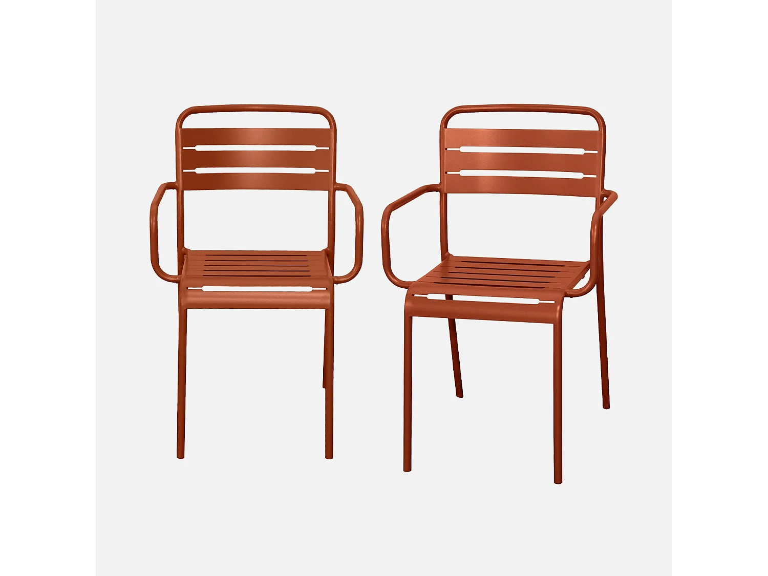 Lot de 2 fauteuils de jardin acier. 2 places. terracotta. Amelia. L50.4 X P53 X H79.5cm