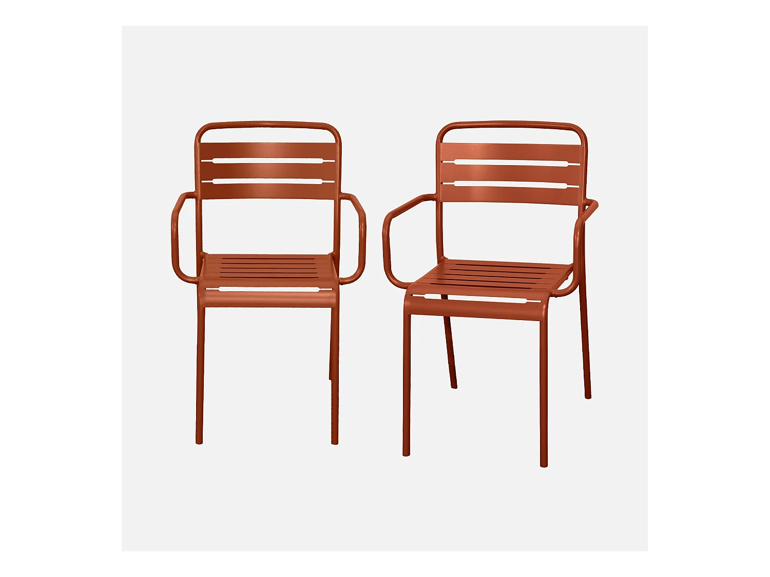 Lot de 2 fauteuils de jardin acier. 2 places. terracotta. Amelia. L50.4 X P53 X H79.5cm