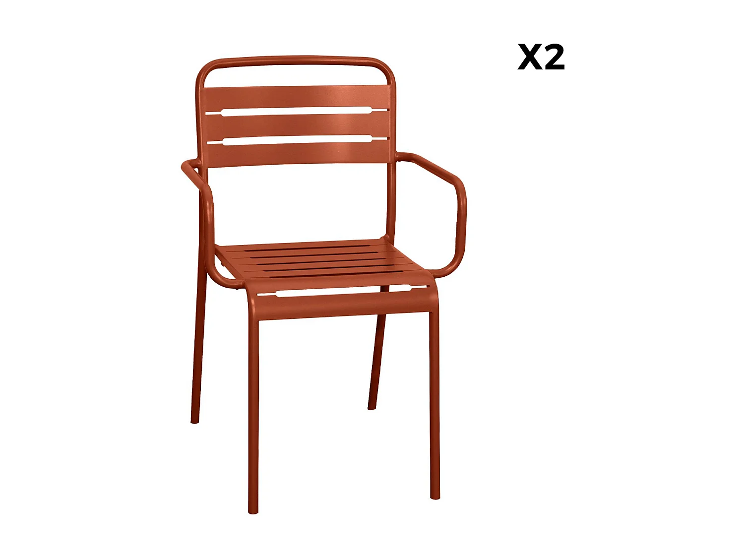 Lot de 2 fauteuils de jardin acier. 2 places. terracotta. Amelia. L50.4 X P53 X H79.5cm