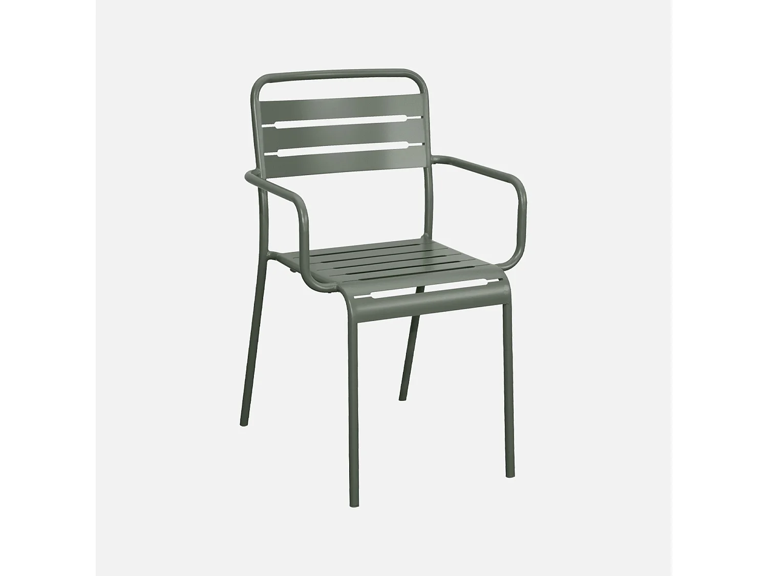 Lot de 2 fauteuils de jardin acier. 2 places. kaki. Amelia. L50.4 X P53 X H79.5cm