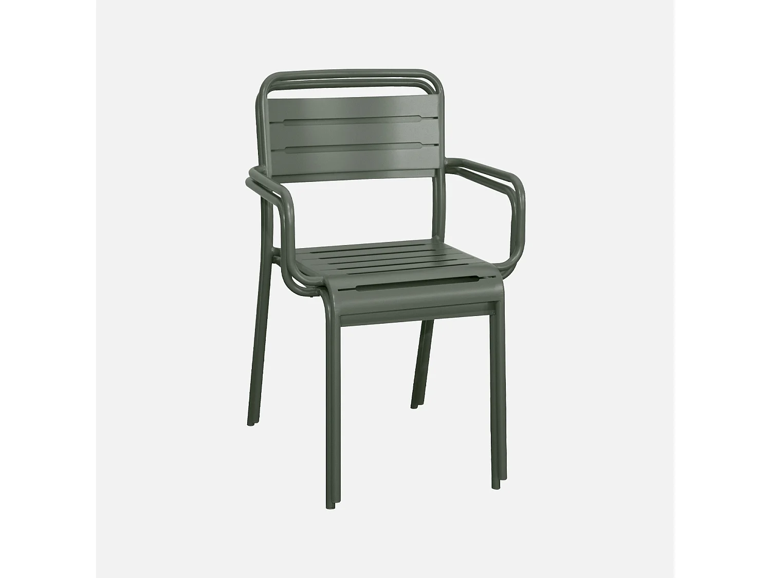 Lot de 2 fauteuils de jardin acier. 2 places. kaki. Amelia. L50.4 X P53 X H79.5cm