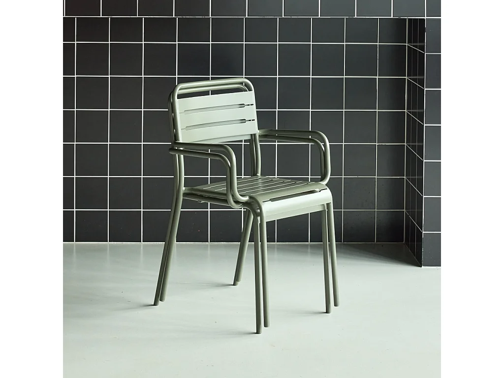 Sillón de jardín en acero, set de 2 verde kaki