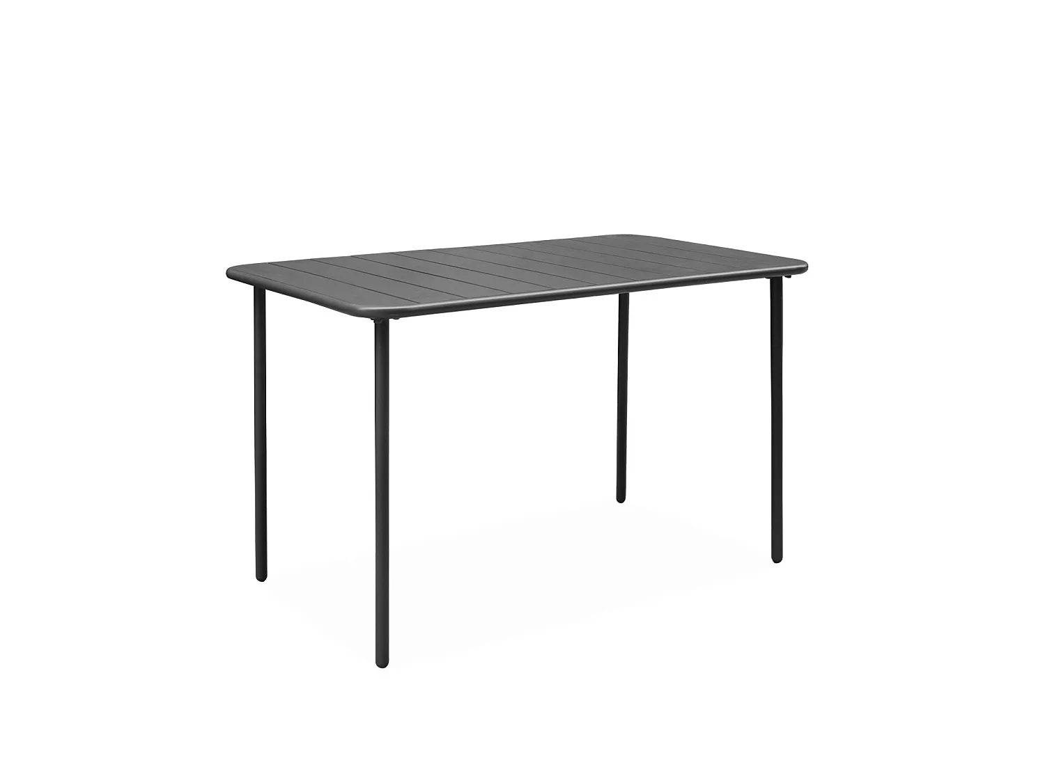 Table de jardin métal + 4 assises anthracite en acier. Amelia. 120 x 70 x 72.5 cm