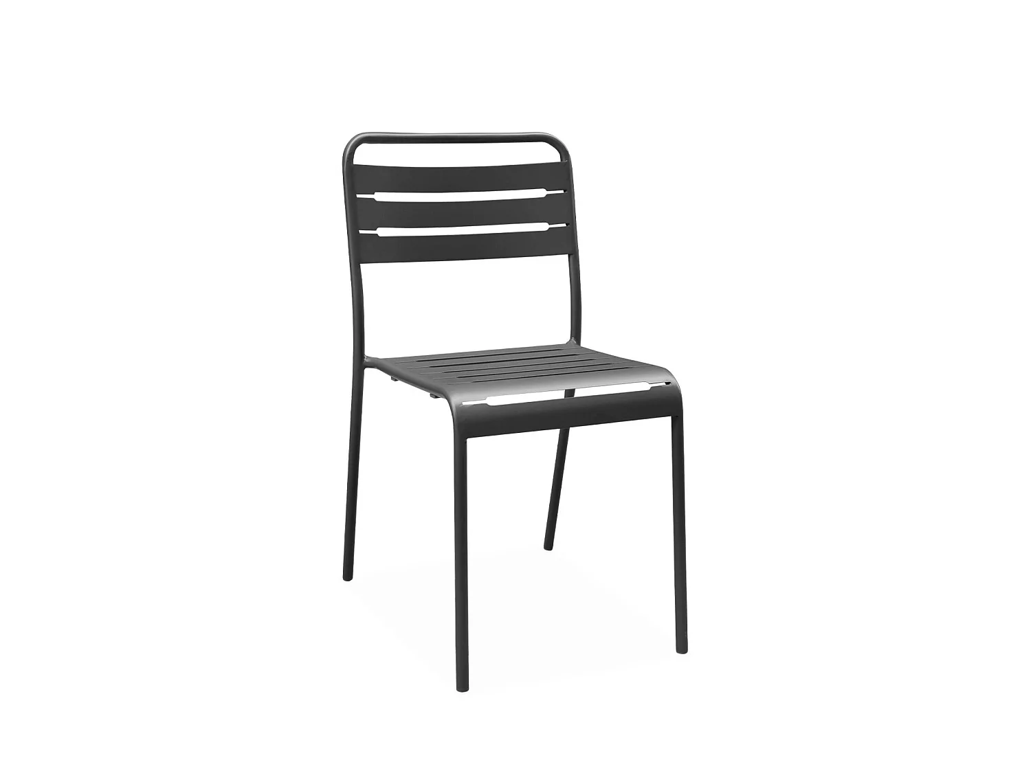 Table de jardin métal + 4 assises anthracite en acier. Amelia. 120 x 70 x 72.5 cm