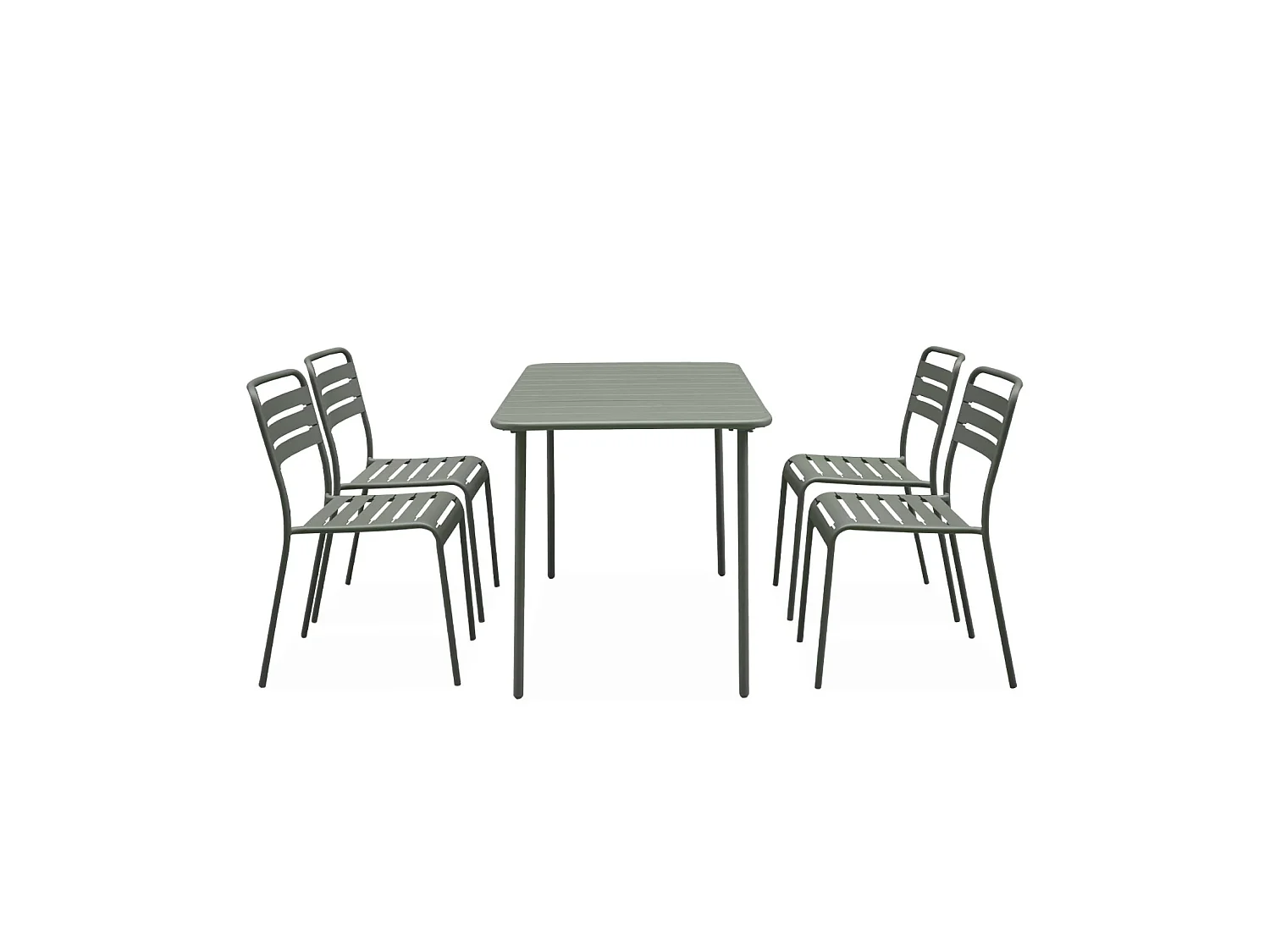 Set tavolo da giardino bistrot in metallo con 4 sedie, 120cm, verde