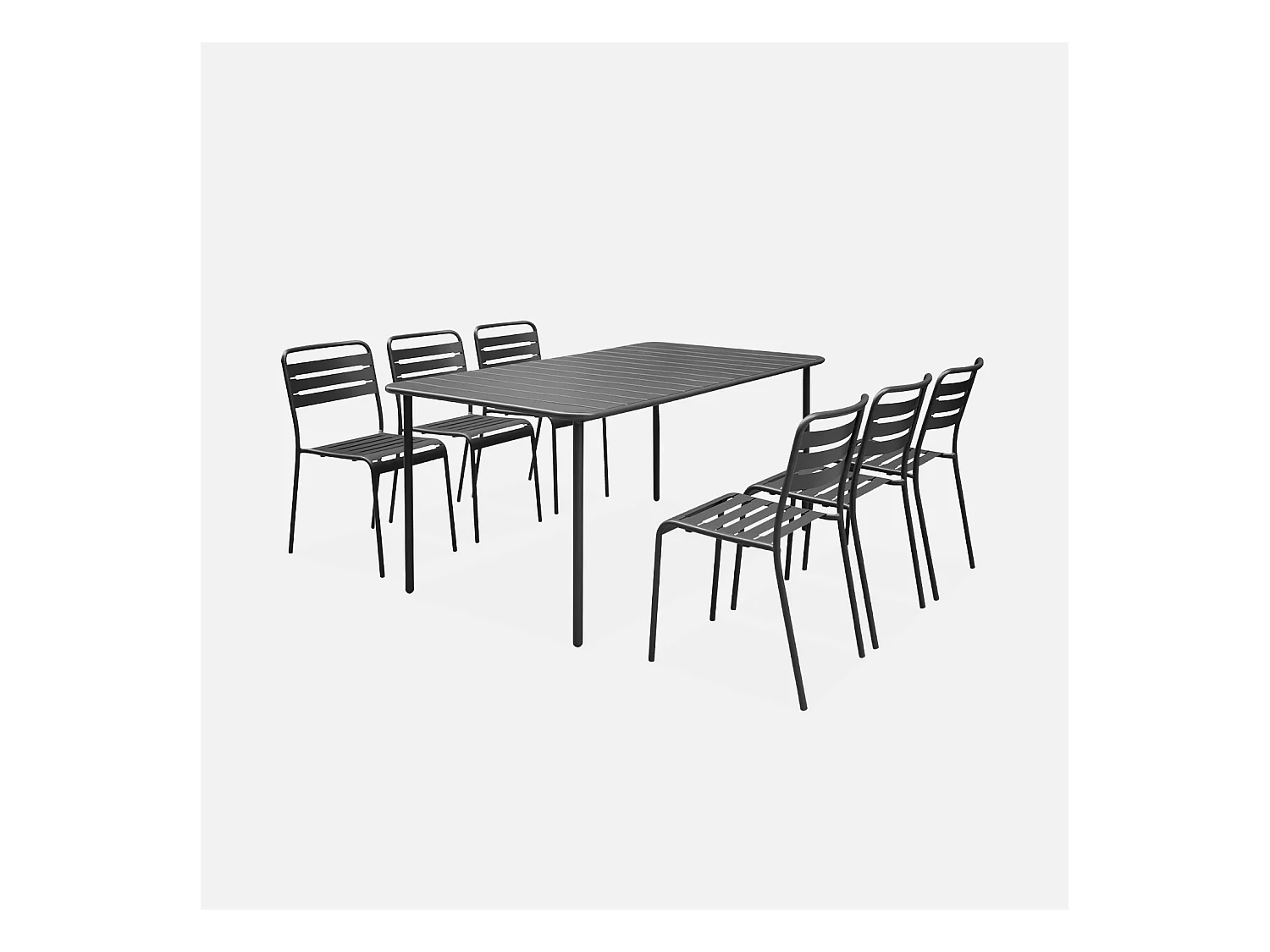 Set tavolo da giardino in metallo con 6 sedie, antracite
