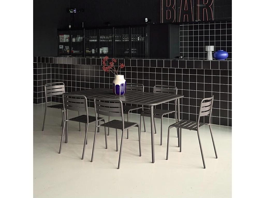Set mesa de jardín de metal con 6 sillas antracita