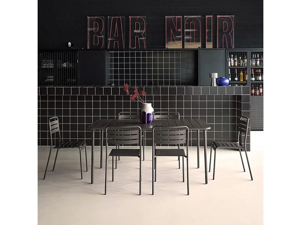 Set mesa de jardín de metal con 6 sillas antracita