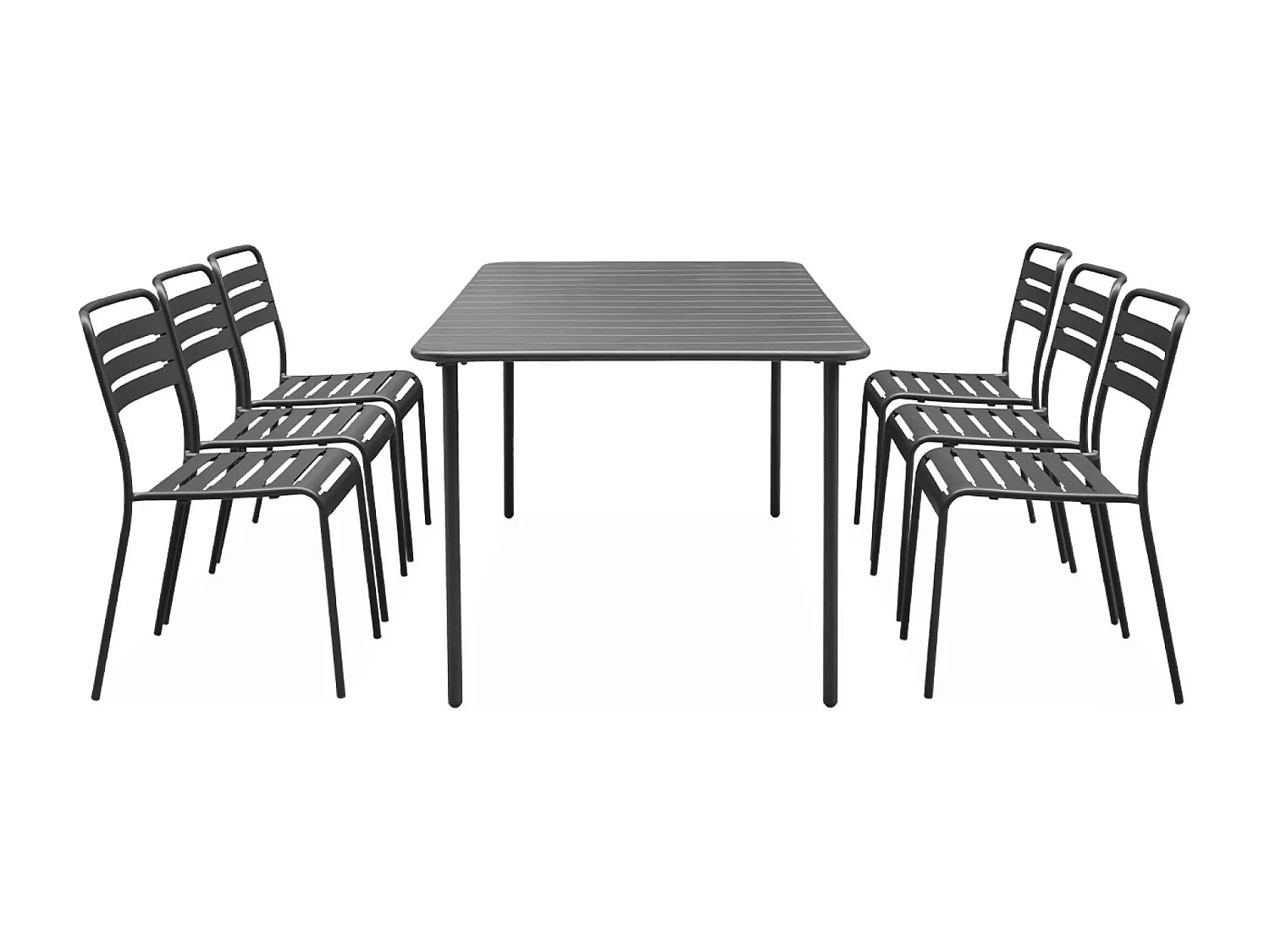 Set mesa de jardín de metal con 6 sillas antracita