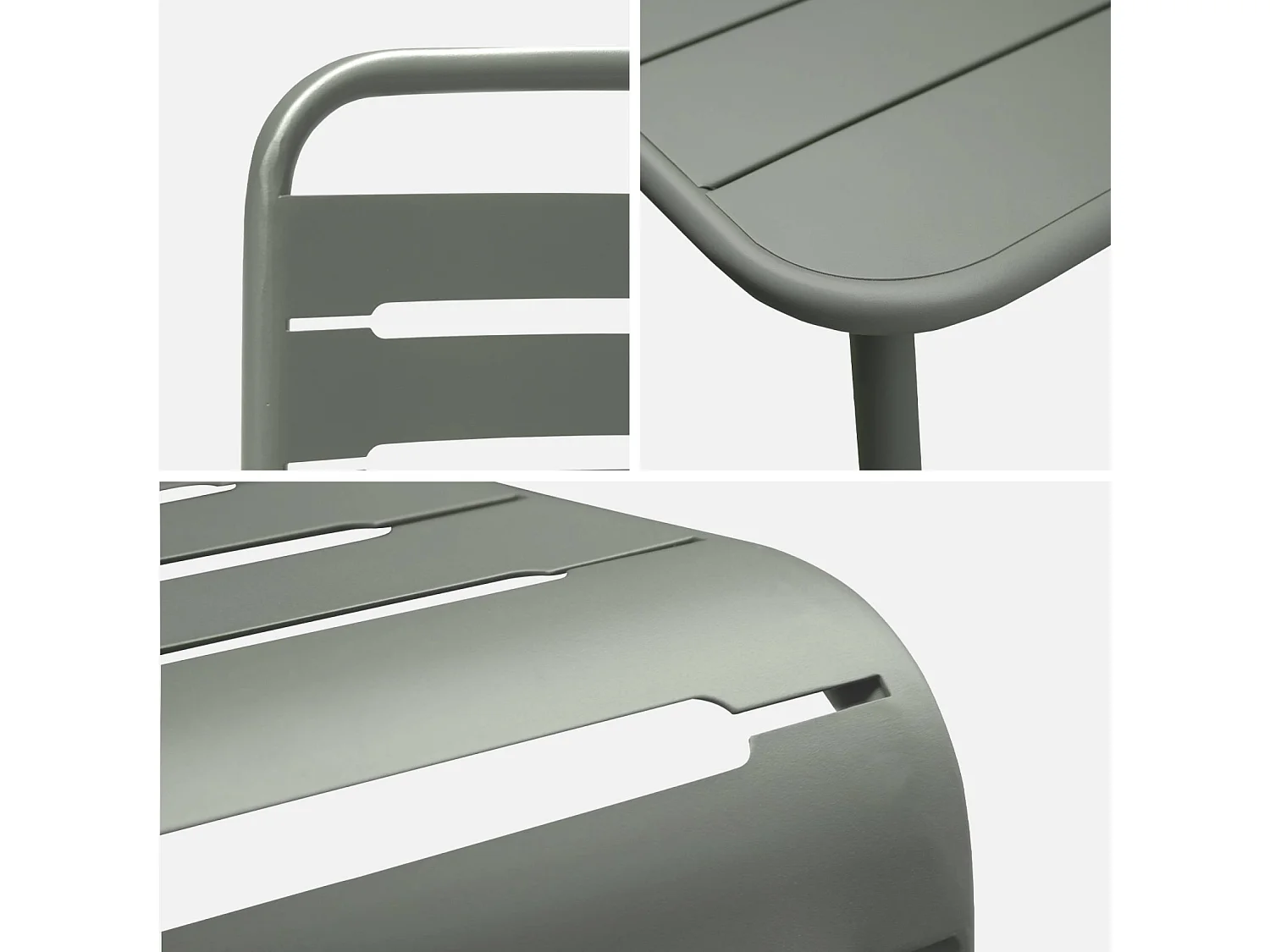 Set mesa de jardín bistró de acero con 6 sillas, 160cm verde kaki