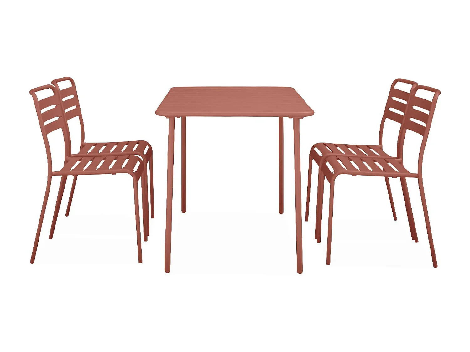 Set tavolo da giardino bistrot in metallo con 4 sedie, terracotta