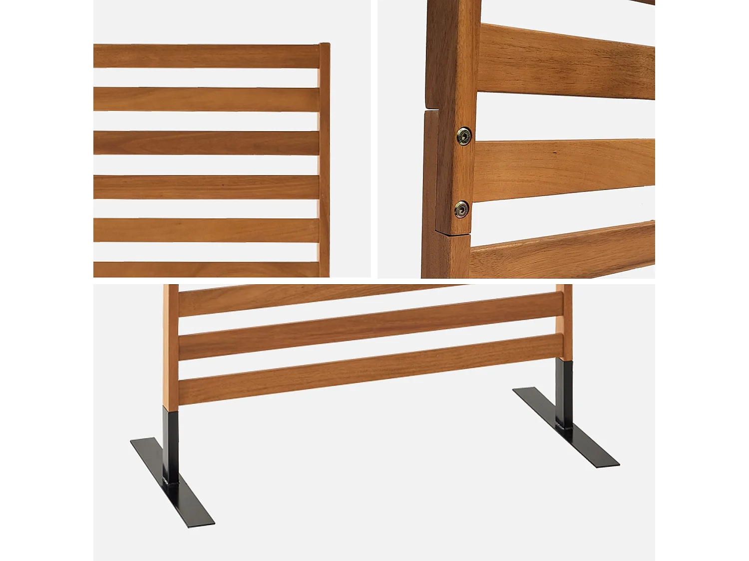 Paravento pieghevole in legno, 80x170x40cm, marrone naturale