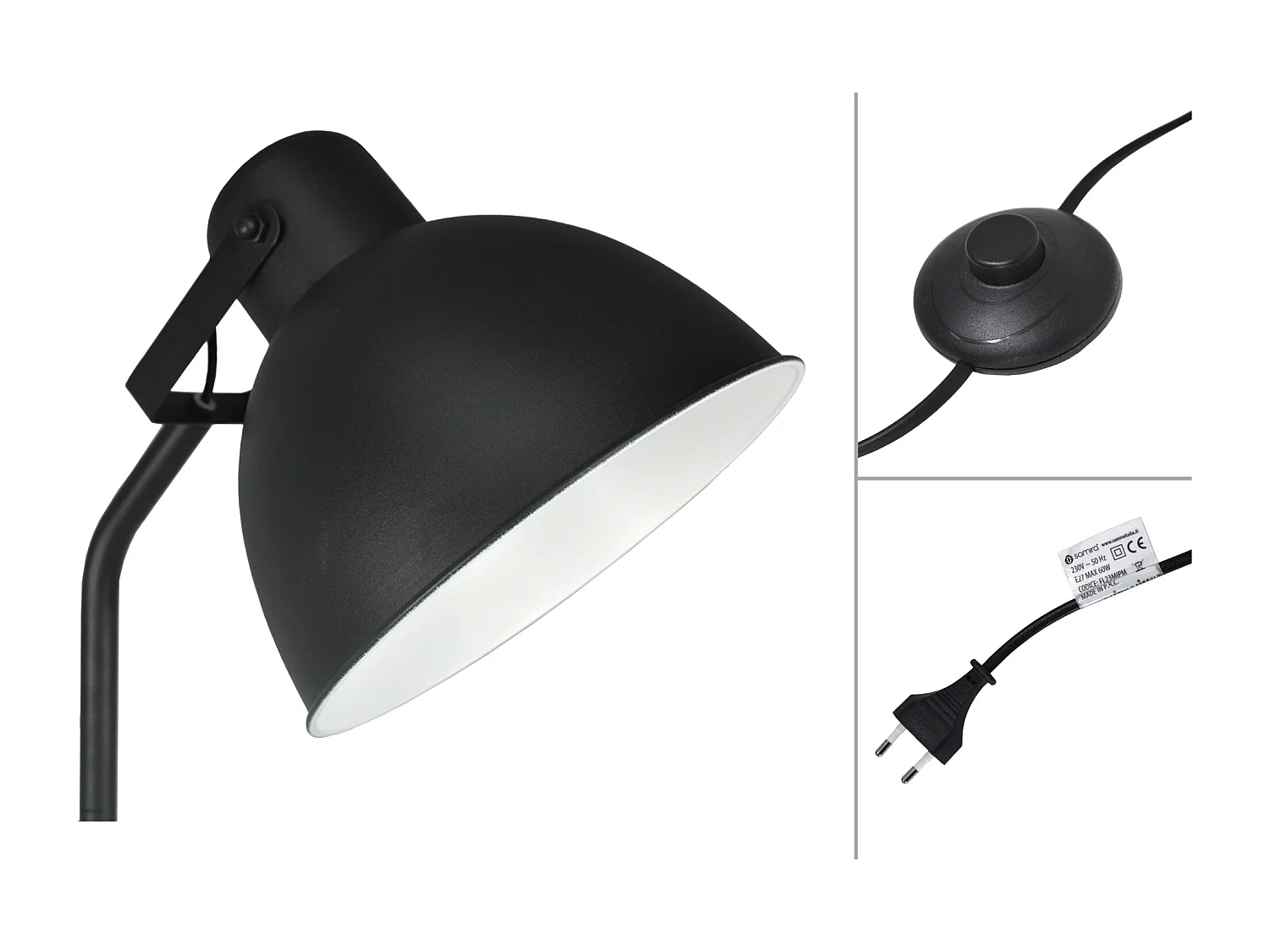 Lampada da terra in metallo nero, piantana mod. Manhattan