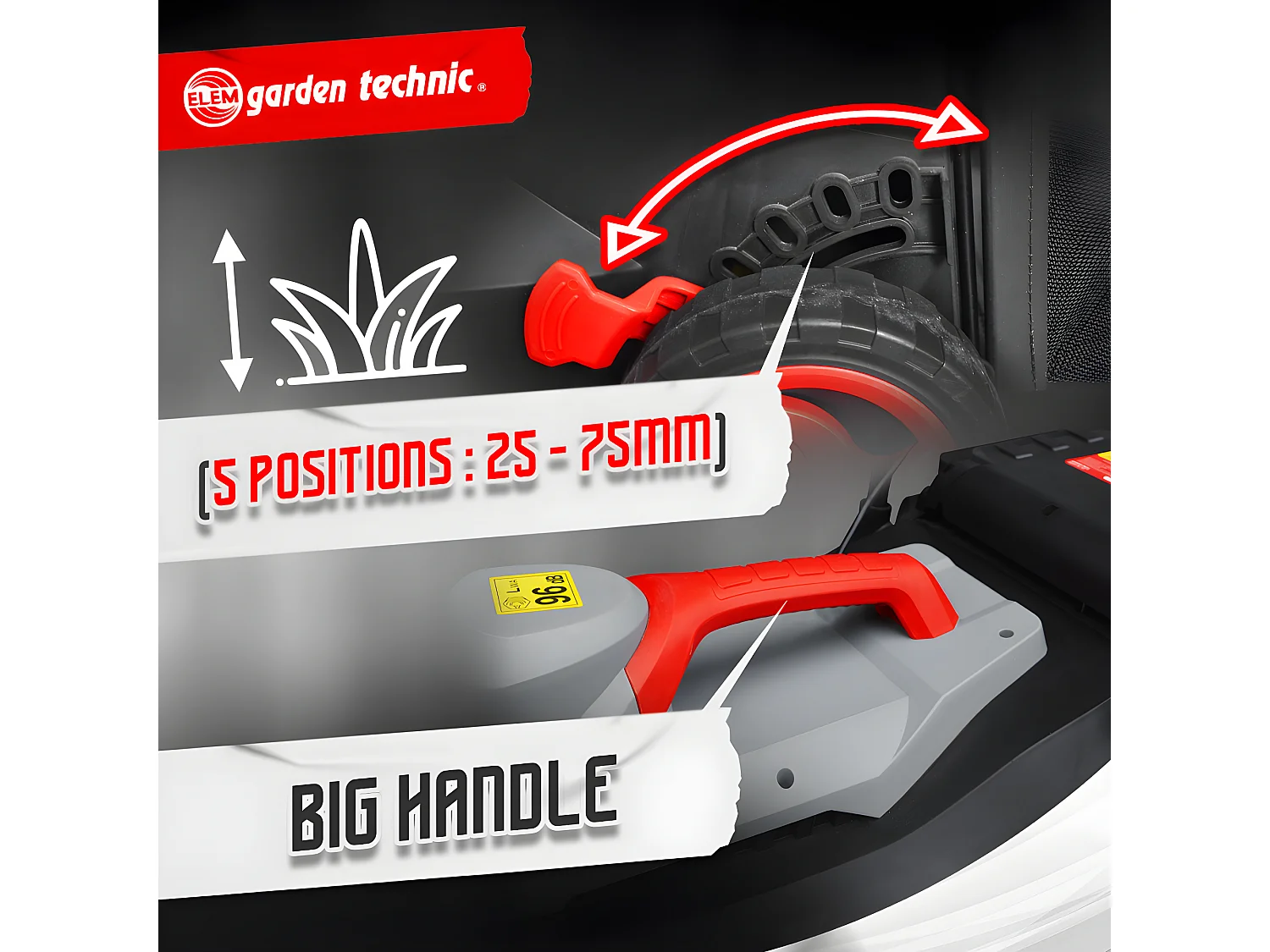 Tondeuse à gazon électrique 1800W - Largeur de coupe 40cm - Elem Garden