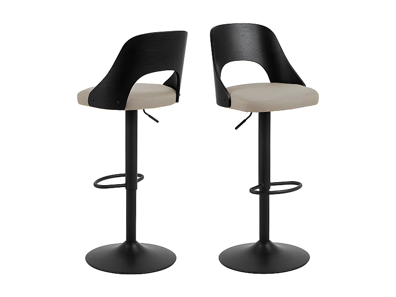 Coryna - Lot de 2 tabourets de bar réglable en tissu et métal H62-84cm - Beige