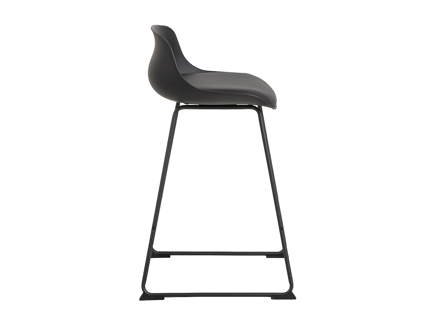 Uranie - Lot de 2 tabourets de bar en simili et métal H66 cm - Noir