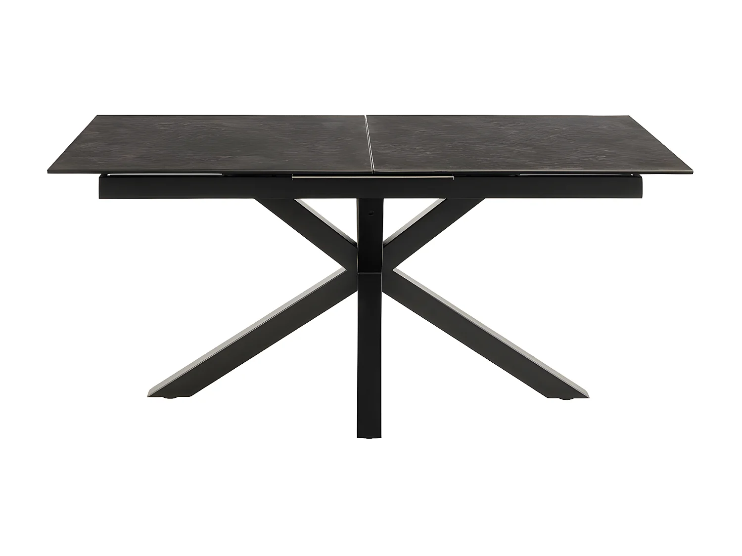 Eurame - Table à manger extensible 6 à 8 places en céramique et métal 168-210x90cm - Noir