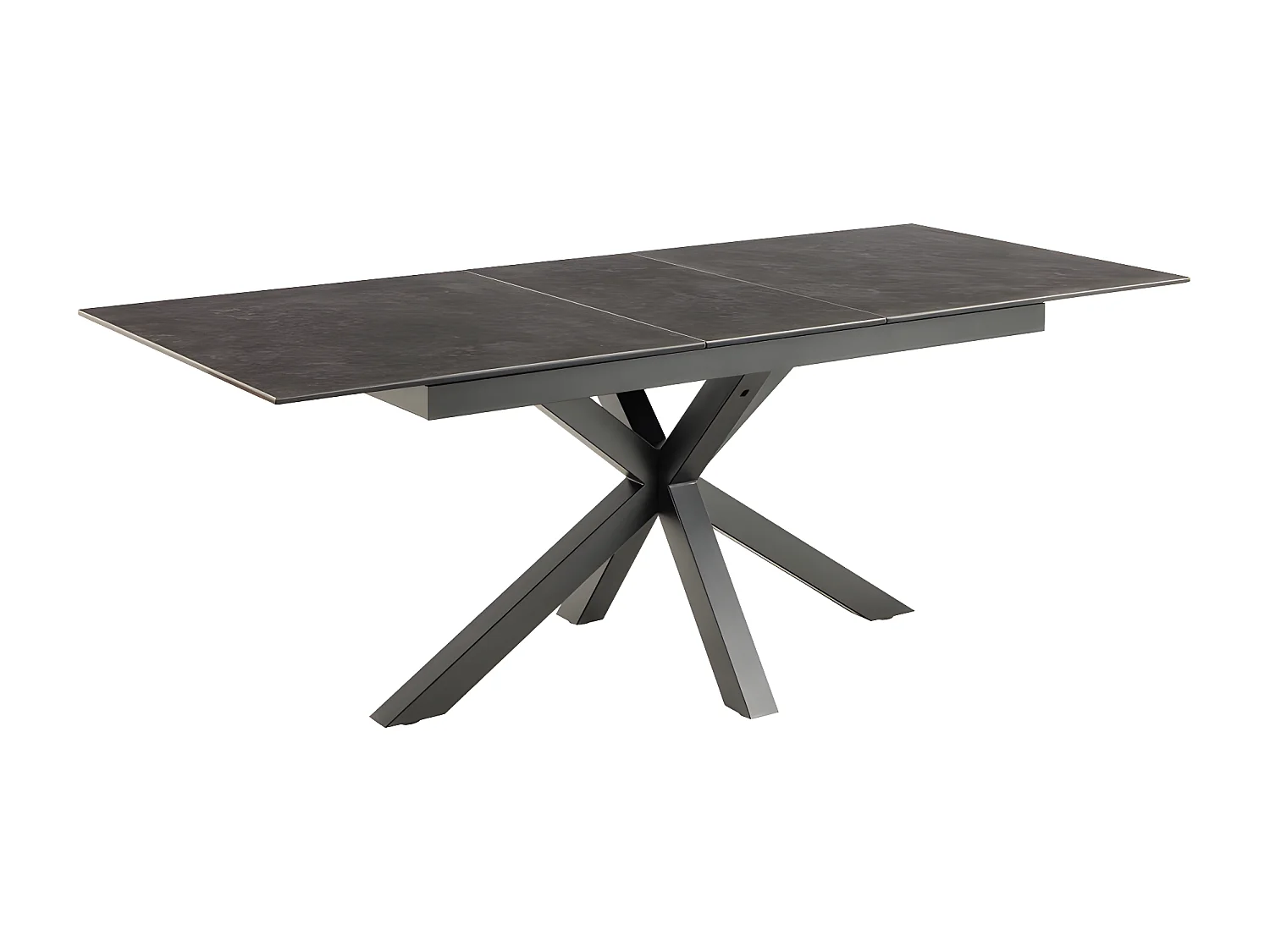 Eurame - Table à manger extensible 6 à 8 places en céramique et métal 168-210x90cm - Noir