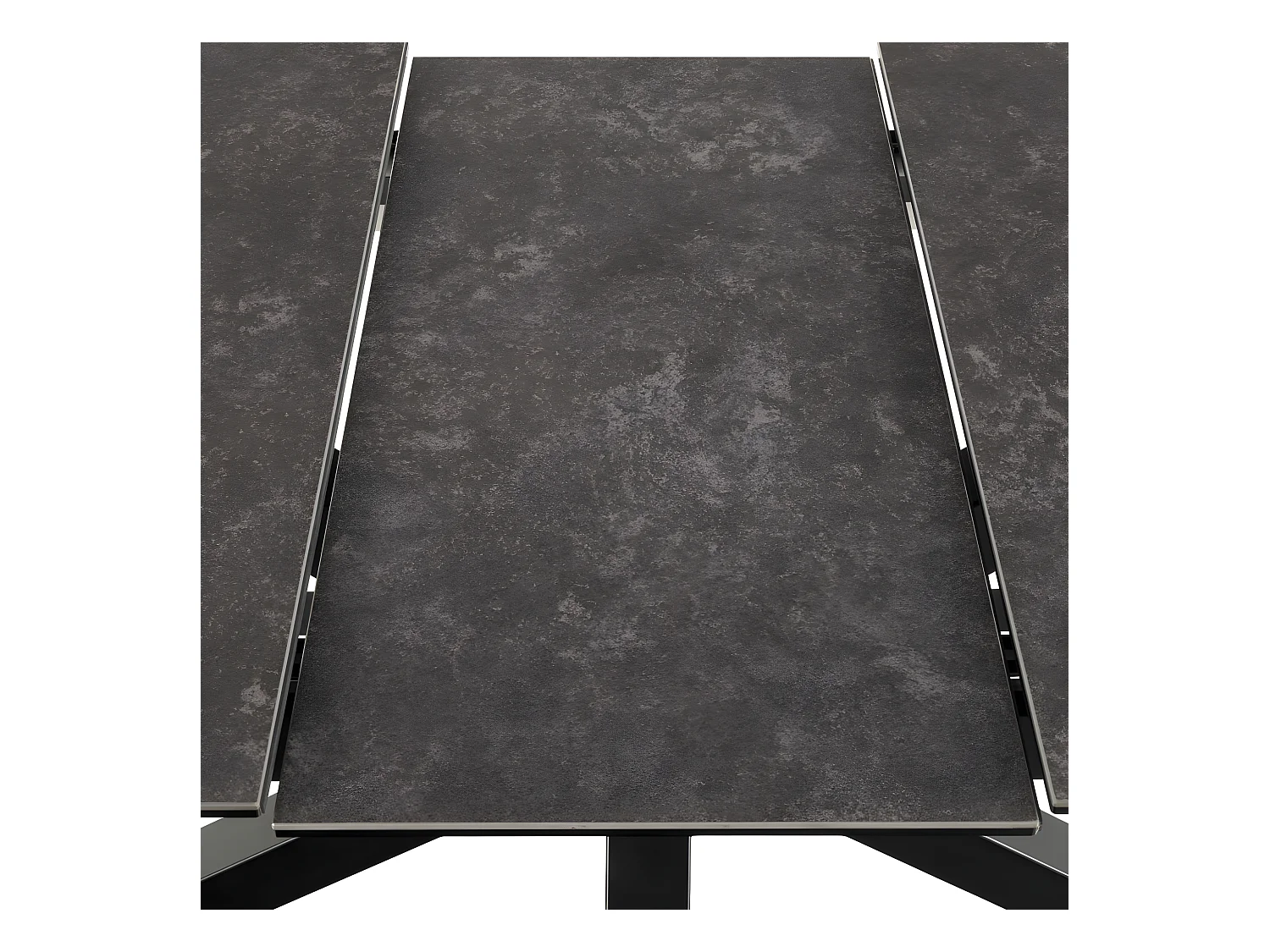 Eurame - Table à manger extensible 6 à 8 places en céramique et métal 168-210x90cm - Noir