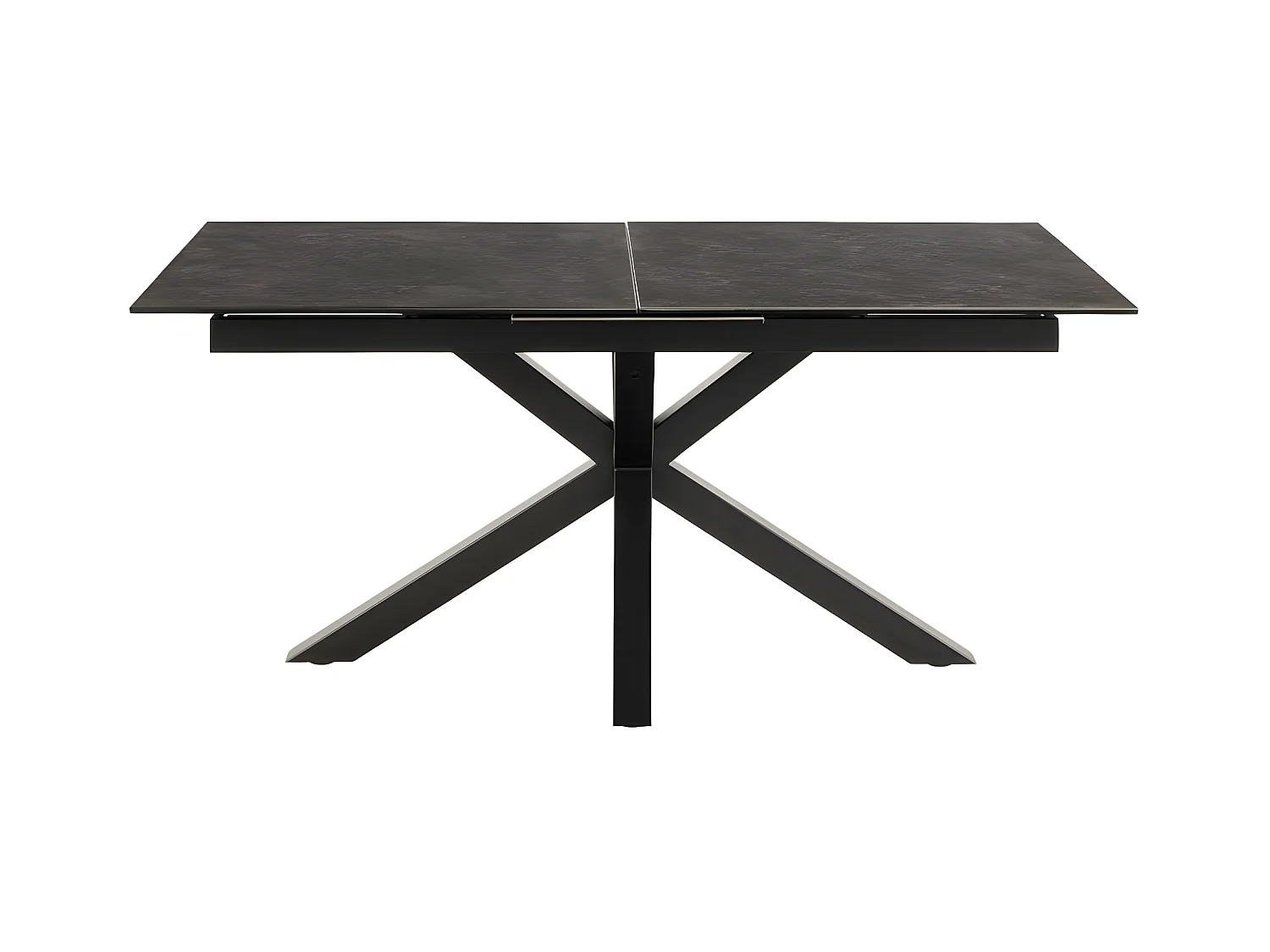 Eurame - Table à manger extensible 6 à 8 places en céramique et métal 168-210x90cm - Noir