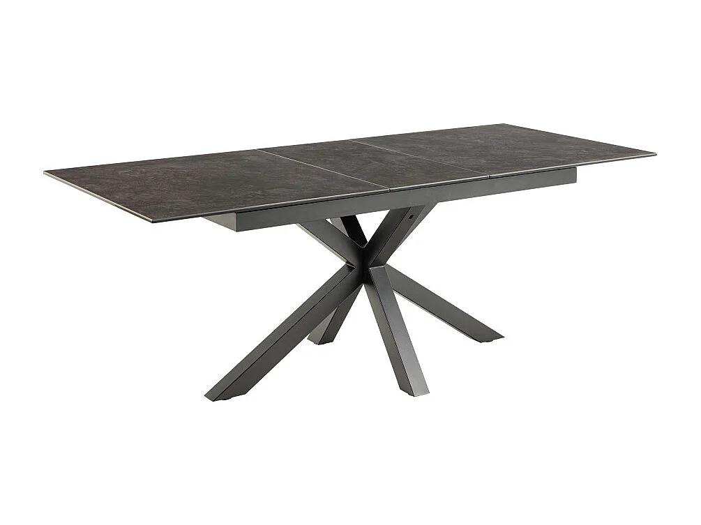 Eurame - Table à manger extensible 6 à 8 places en céramique et métal 168-210x90cm - Noir