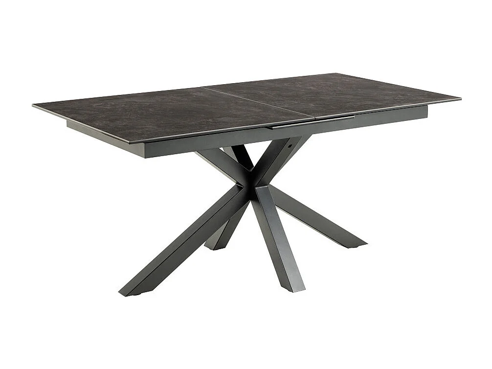 Eurame - Table à manger extensible 6 à 8 places en céramique et métal 168-210x90cm - Noir