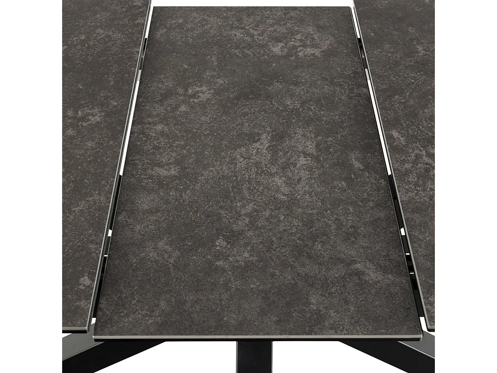 Eurame - Table à manger extensible 6 à 8 places en céramique et métal 168-210x90cm - Noir