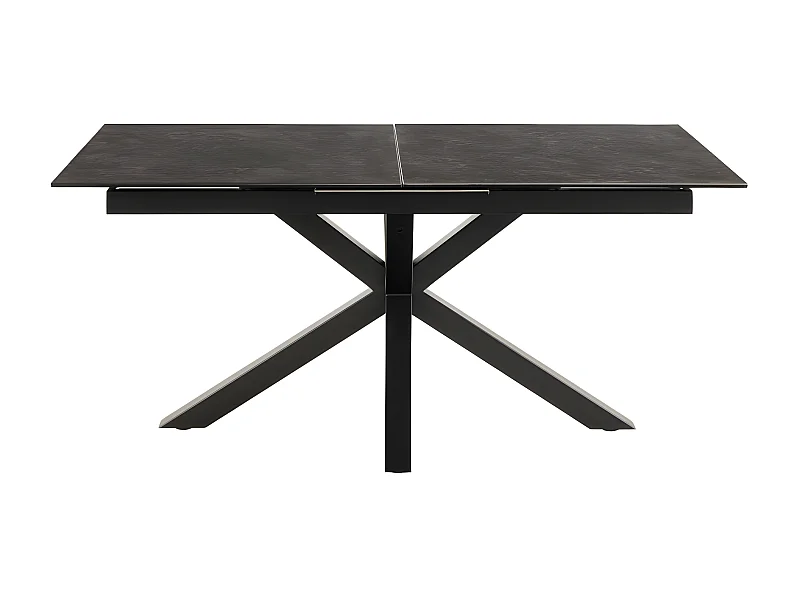 Eurame - Table à manger extensible 6 à 8 places en céramique et métal 168-210x90cm - Noir