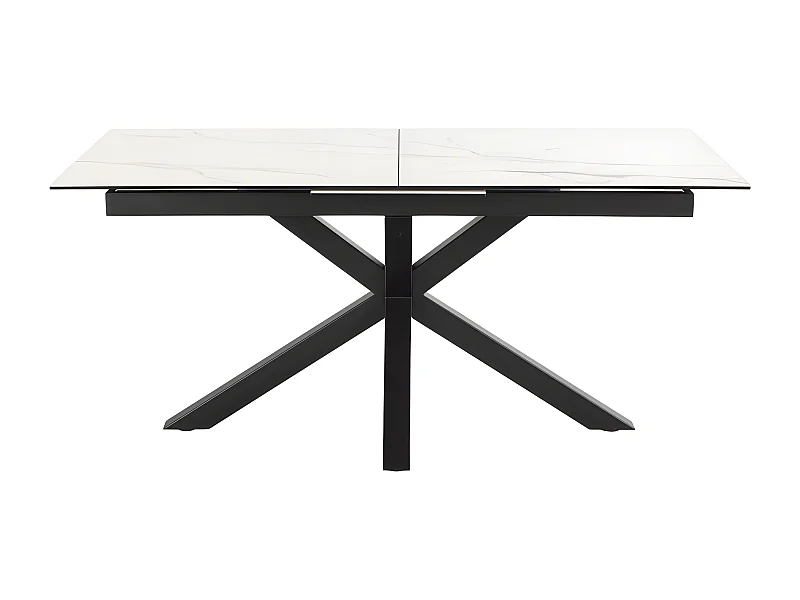 Eurame - Table à manger extensible 6 à 8 places en céramique et métal 168-210x90cm - Blanc
