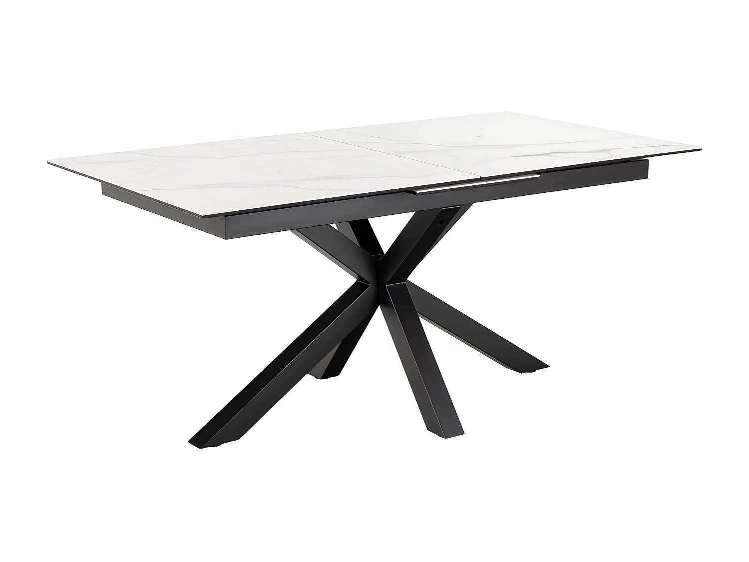 Eurame - Table à manger extensible 6 à 8 places en céramique et métal 168-210x90cm - Blanc