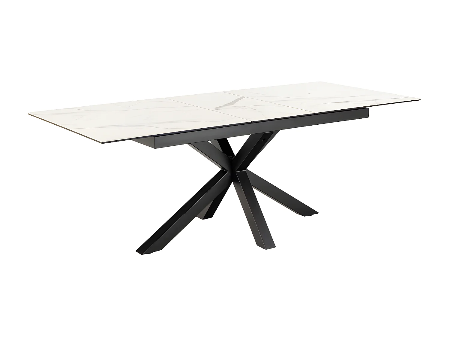 Eurame - Table à manger extensible 6 à 8 places en céramique et métal 168-210x90cm - Blanc