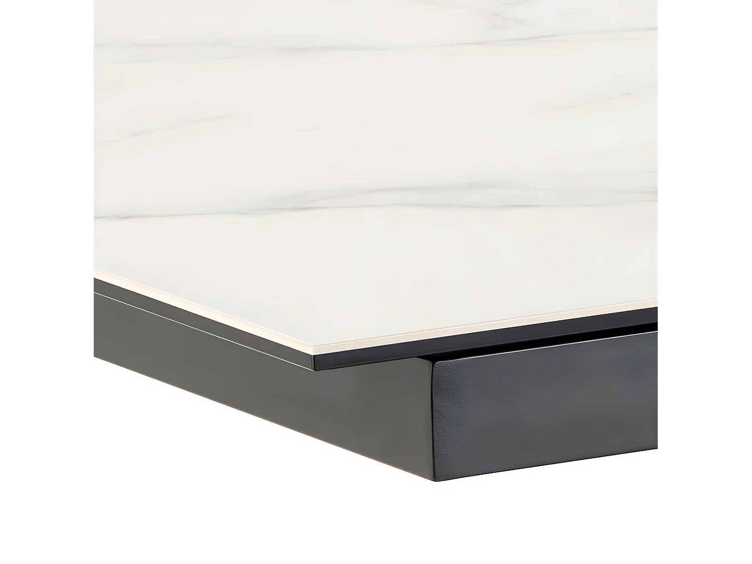 Eurame - Table à manger extensible 6 à 8 places en céramique et métal 168-210x90cm - Blanc