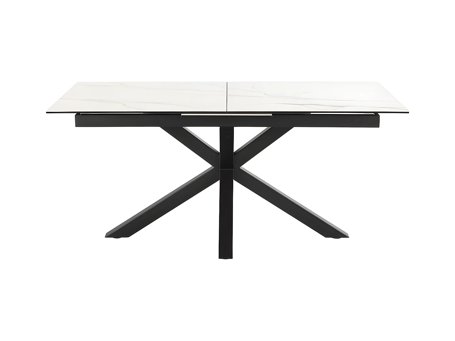 Eurame - Table à manger extensible 6 à 8 places en céramique et métal 168-210x90cm - Blanc
